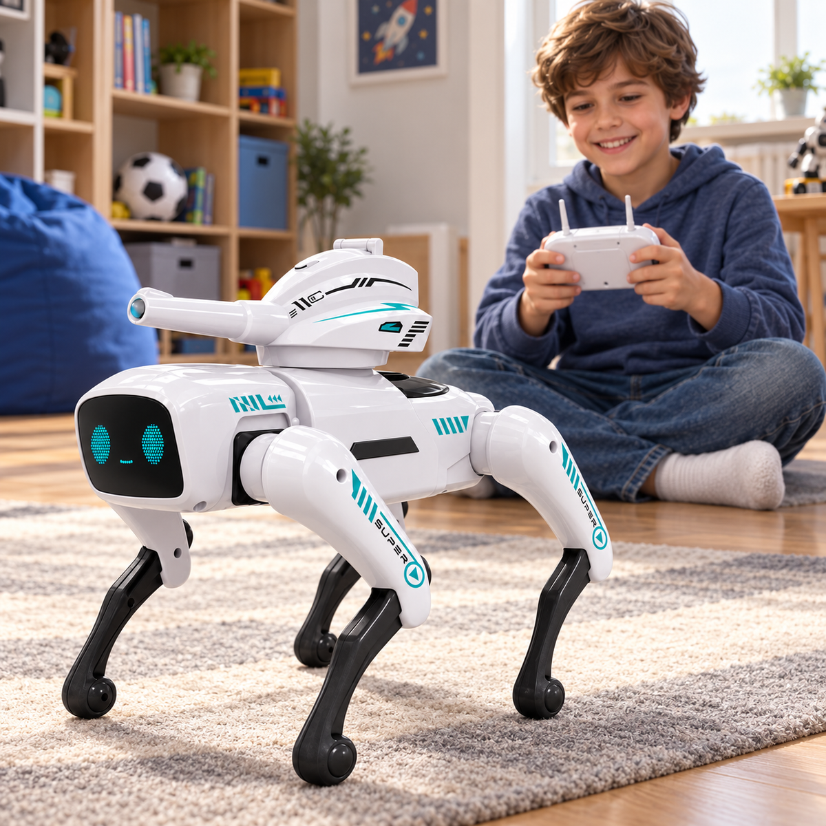 Perro Robot lanza Orbes con control remoto