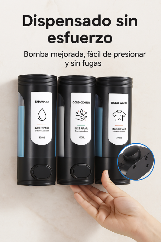 Dispensador de jabón y shampoo para baño X3