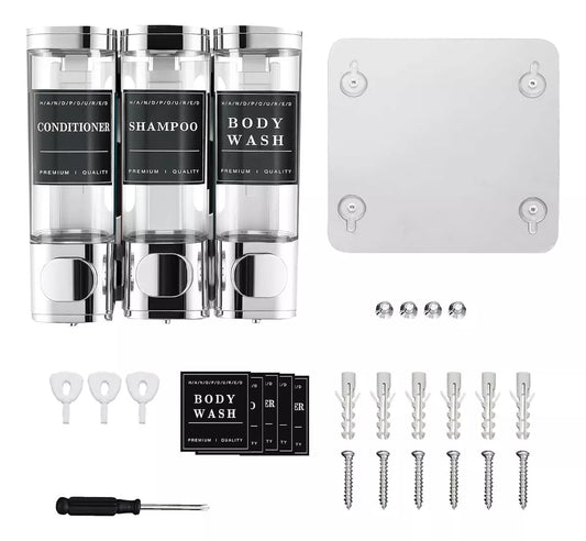 Dispensador de shampoo y acondicionador transparente