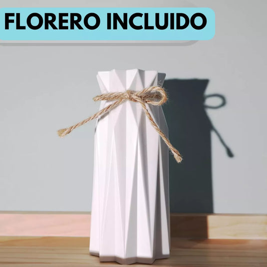 Florero con flores secas de cola de conejo - 90 unid