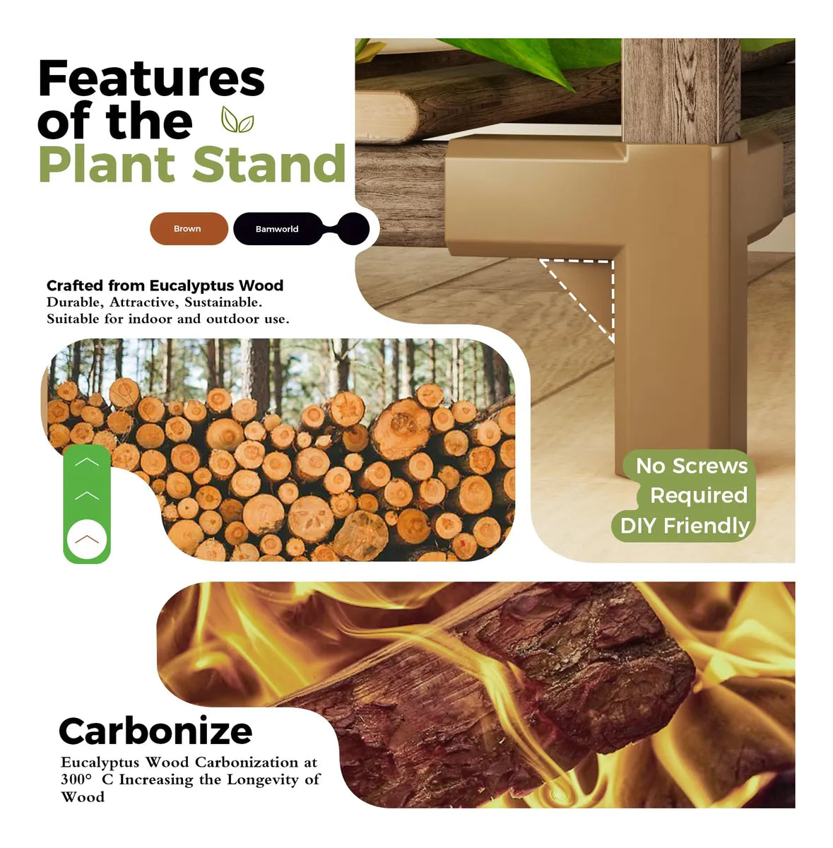 Soporte para plantas de interior y exterior Bamworld