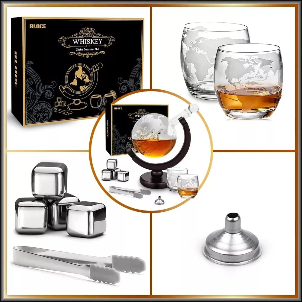Decantador de Whisky Coñac con vasos de Barco