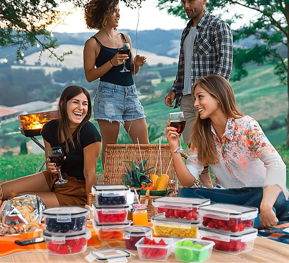 18 recipientes de almacenamiento herméticos con tapas