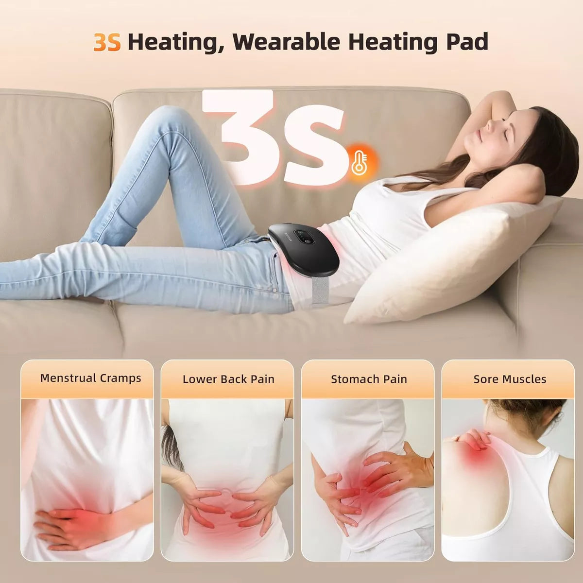 Almohadilla térmica portátil dolor menstrual