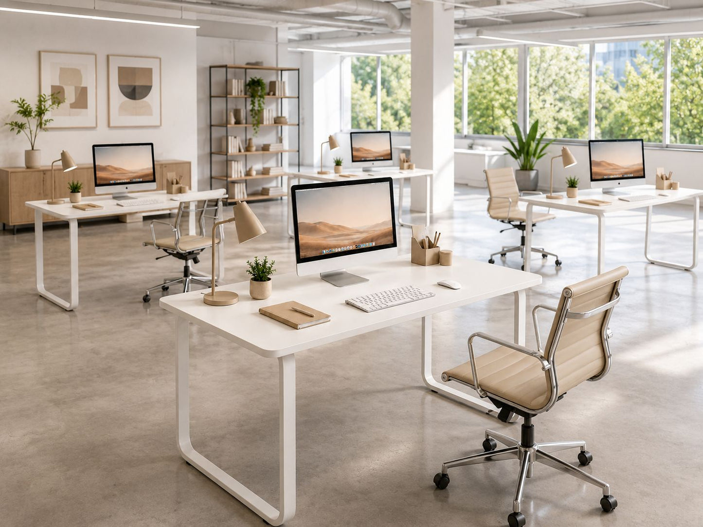 Escritorio Blanco Minimalista para Estudio u Oficina en Casa