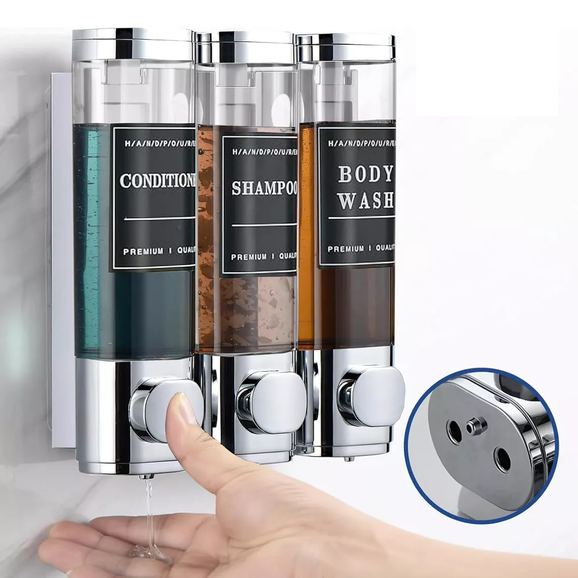 Dispensador de shampoo y acondicionador transparente