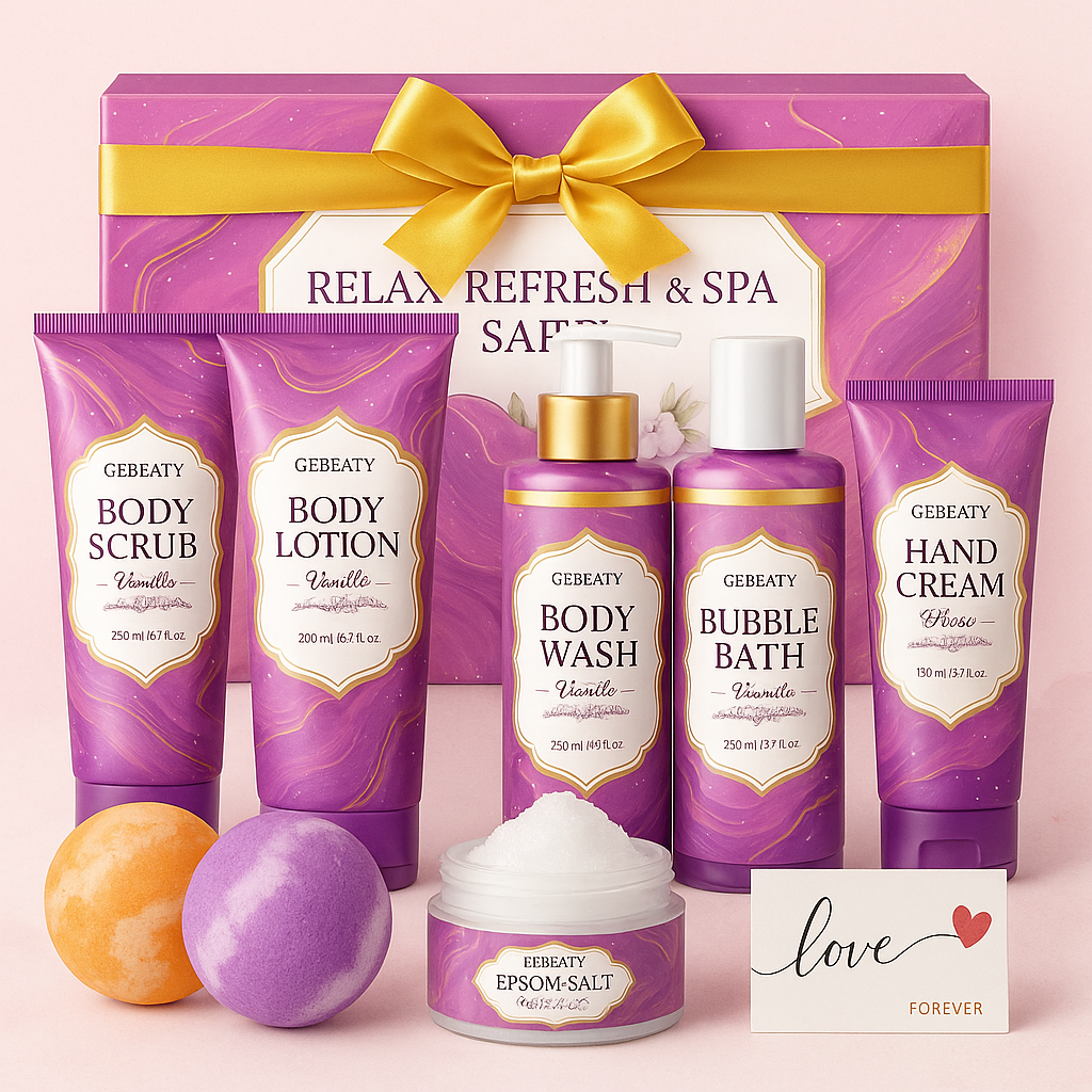 Set de baño y Spa relajante para mujer – Aroma Vainilla