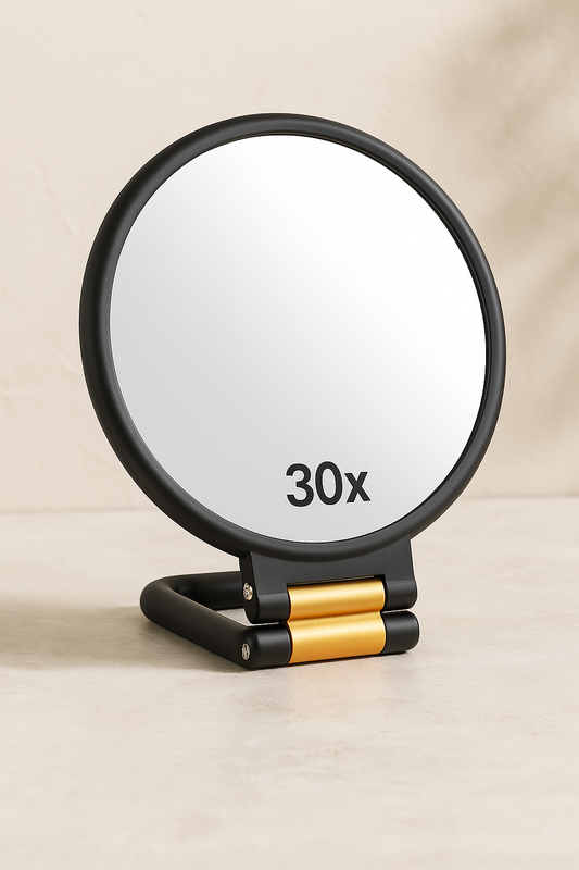 Espejo de aumento doble cara 30x para manos y viaje