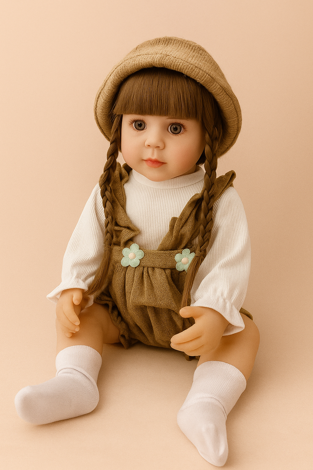 Muñeca Bebé Interactiva Inteligente vestido café