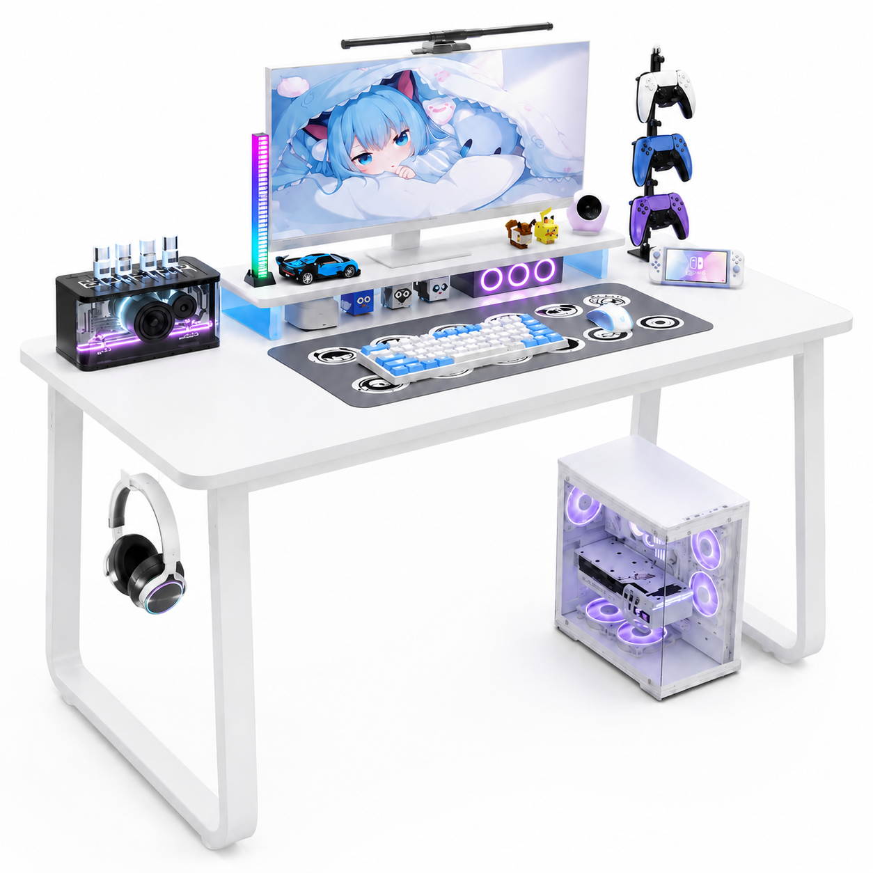 Escritorio Gamer Moderno con Estante Inferior