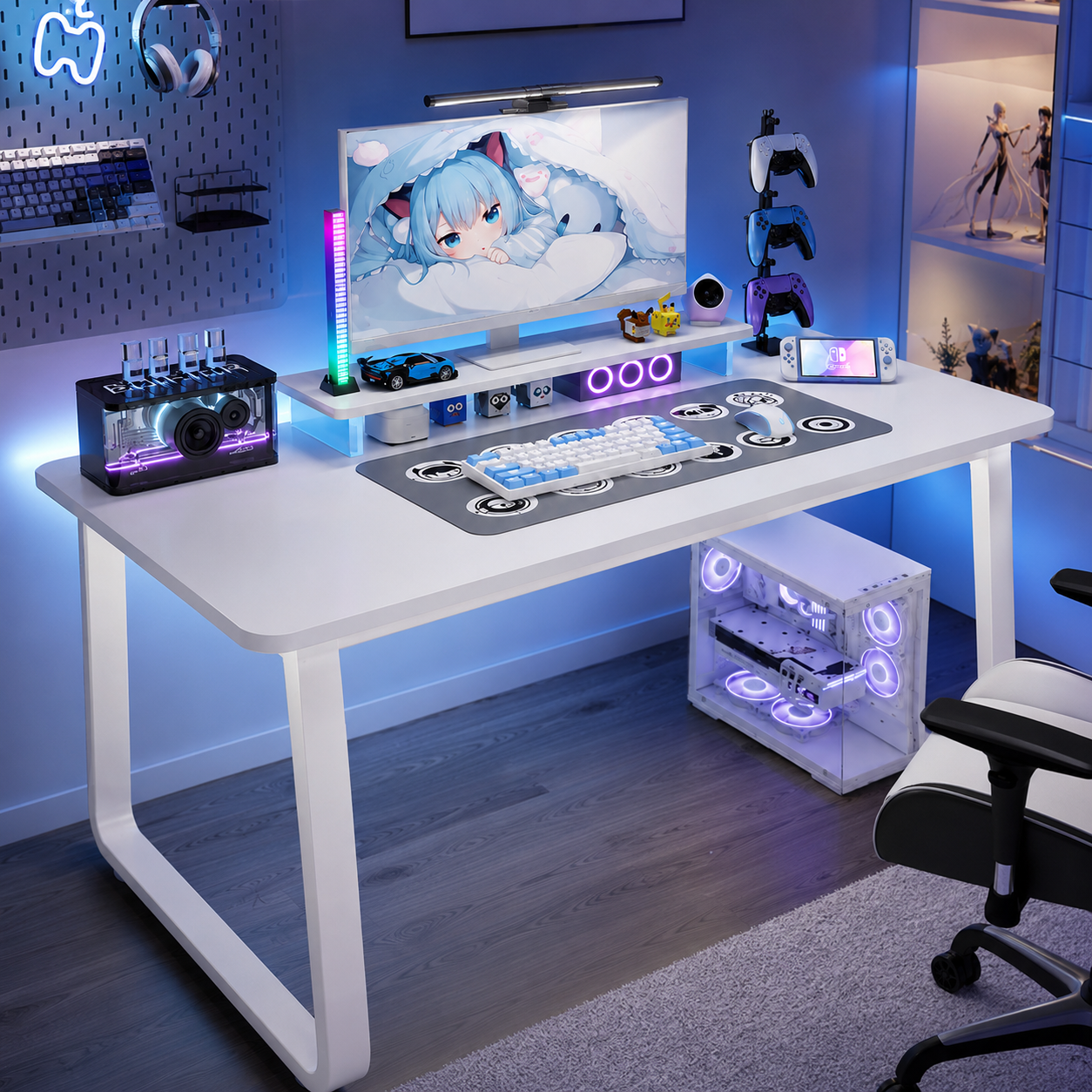 Escritorio Gamer Moderno con Estante Inferior