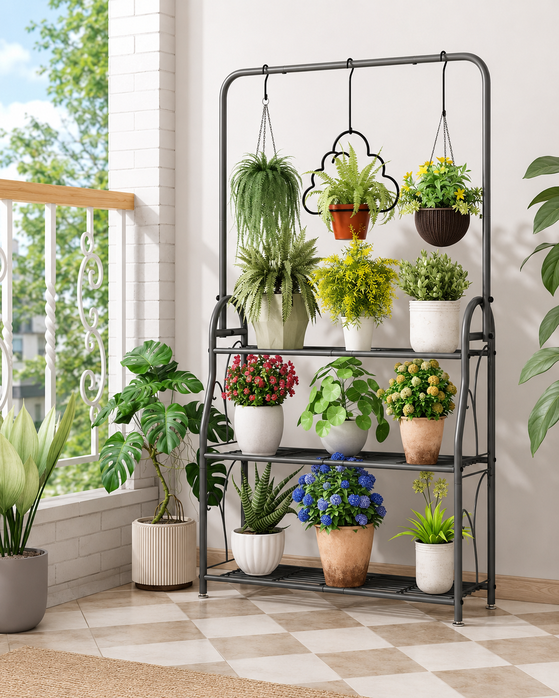 Estante Organizador Para Plantas Metálico Con 3 Repisas