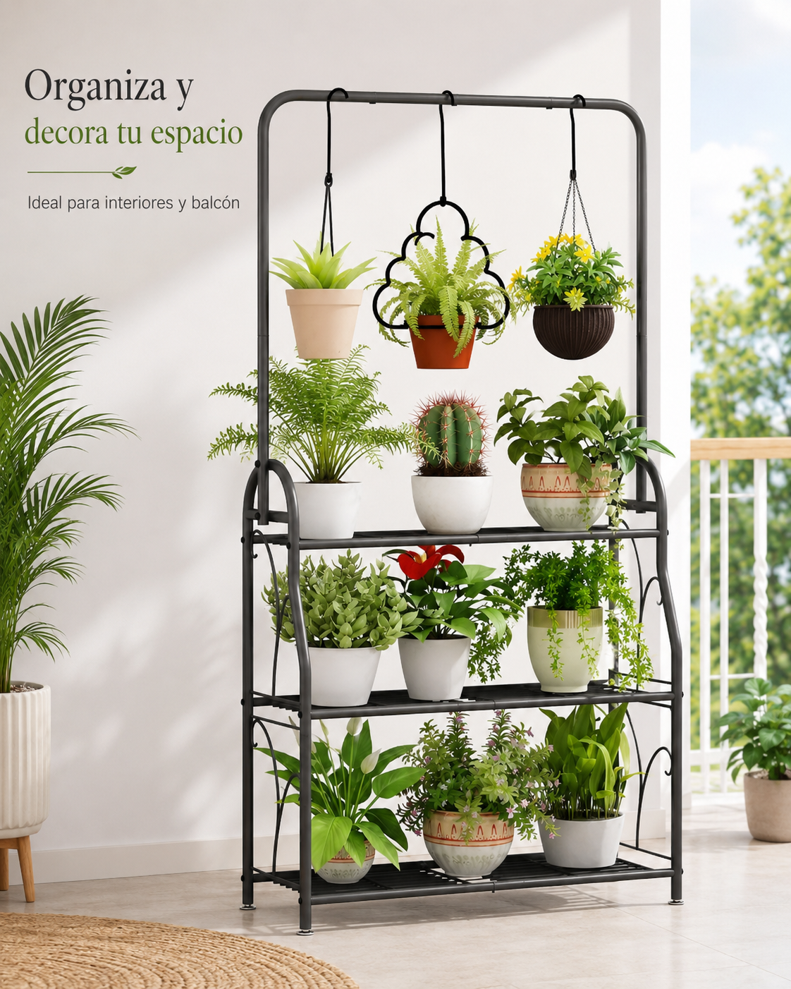 Estante Organizador Para Plantas Metálico Con 3 Repisas