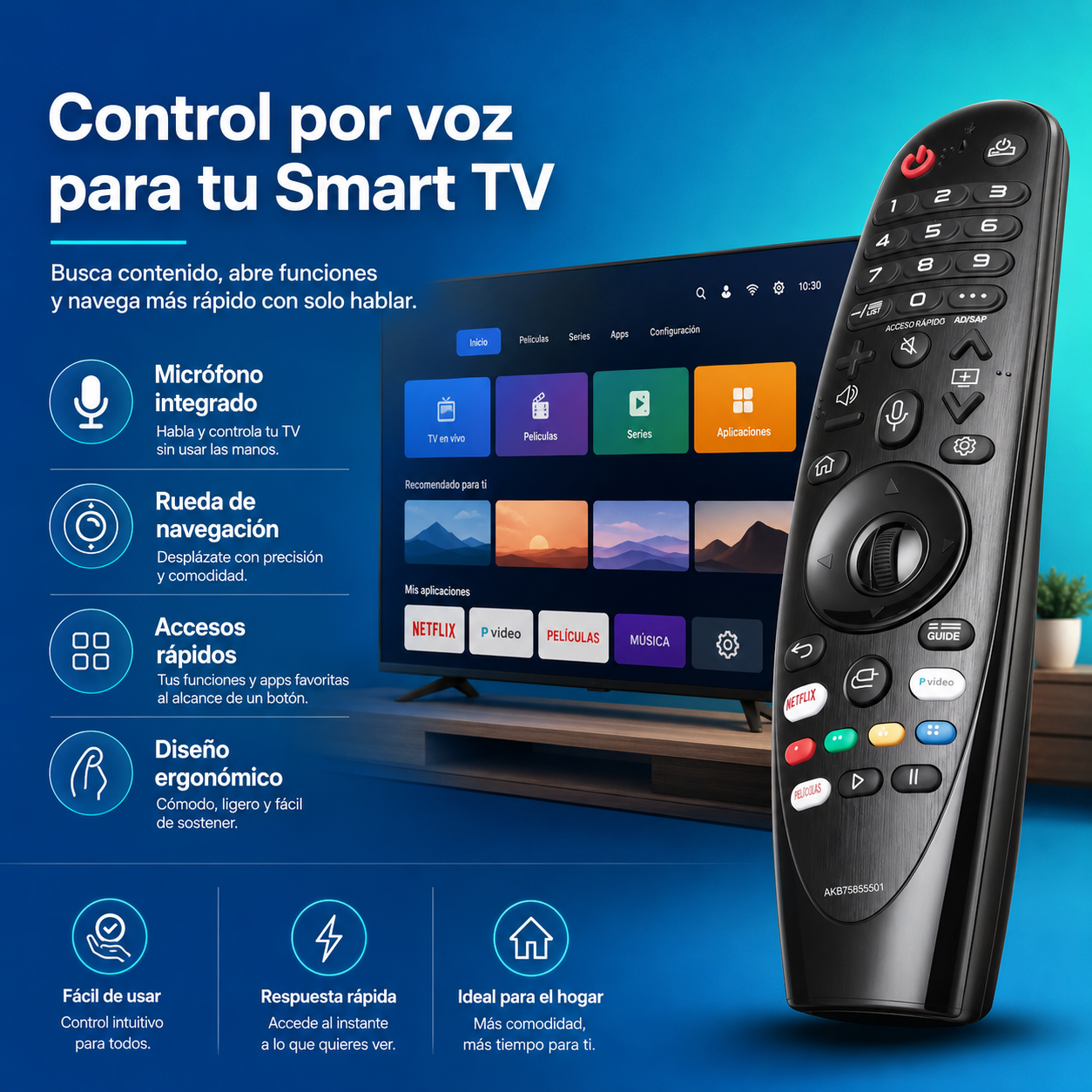 Control Remoto Magic Voice Para LG Smart TV Con Micrófono