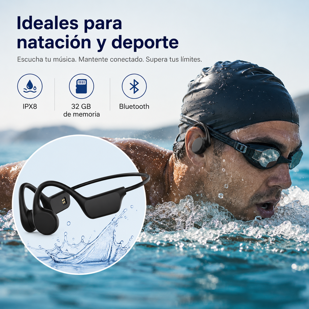Audífonos De Conducción Ósea Para Natación Bluetooth 5.3