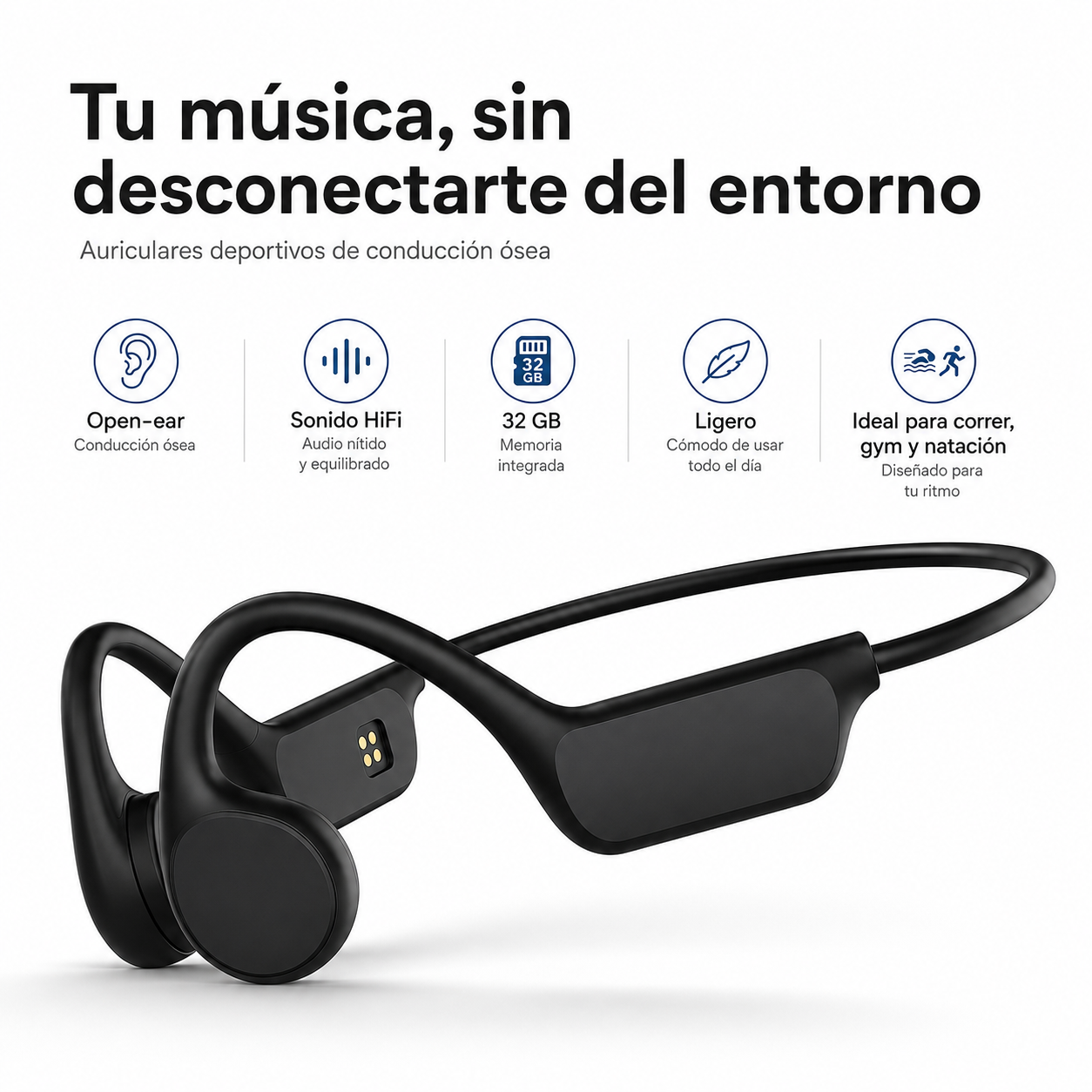 Audífonos De Conducción Ósea Para Natación Bluetooth 5.3