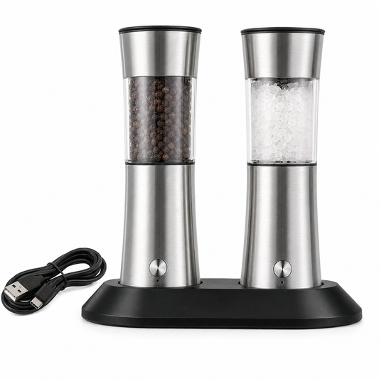 Set 2 Molinos Eléctricos Sal Pimienta Recargables USB C