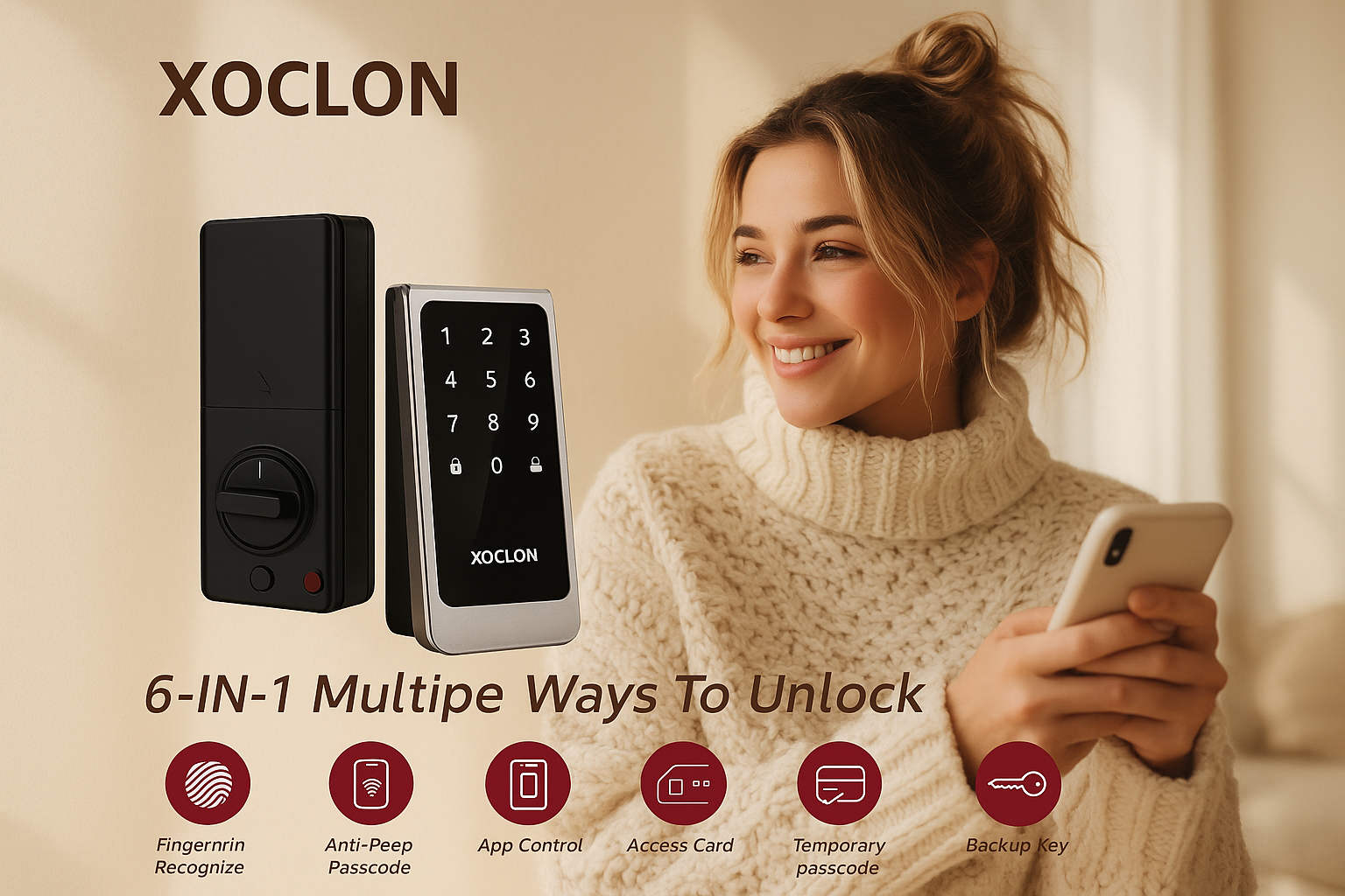 Cerradura Inteligente Wifi 5 En 1 huella código llaves