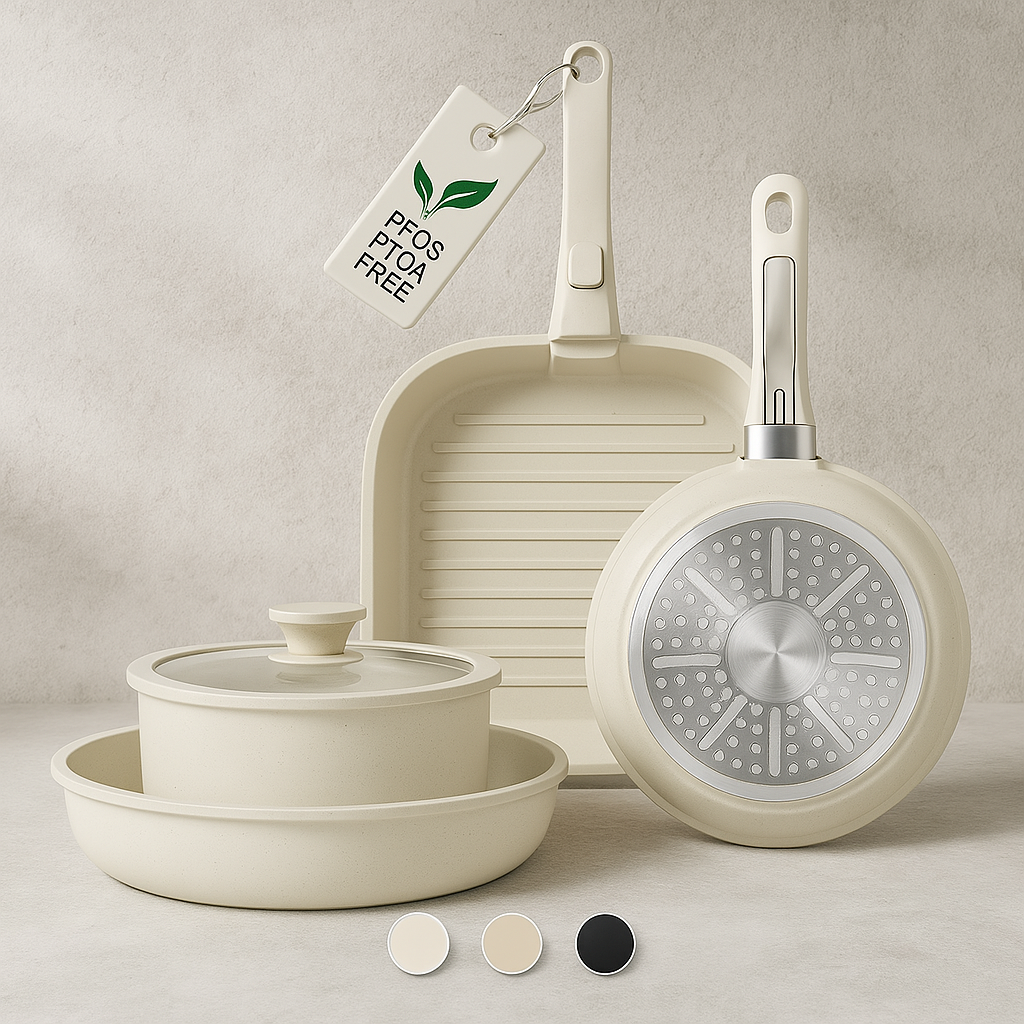 Juego de ollas y sartenes antiadherentes en cerámica KIKCOIN