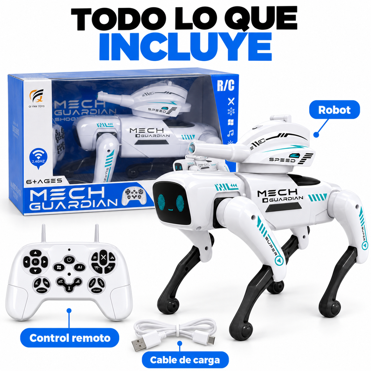 Perro Robot lanza Orbes con control remoto