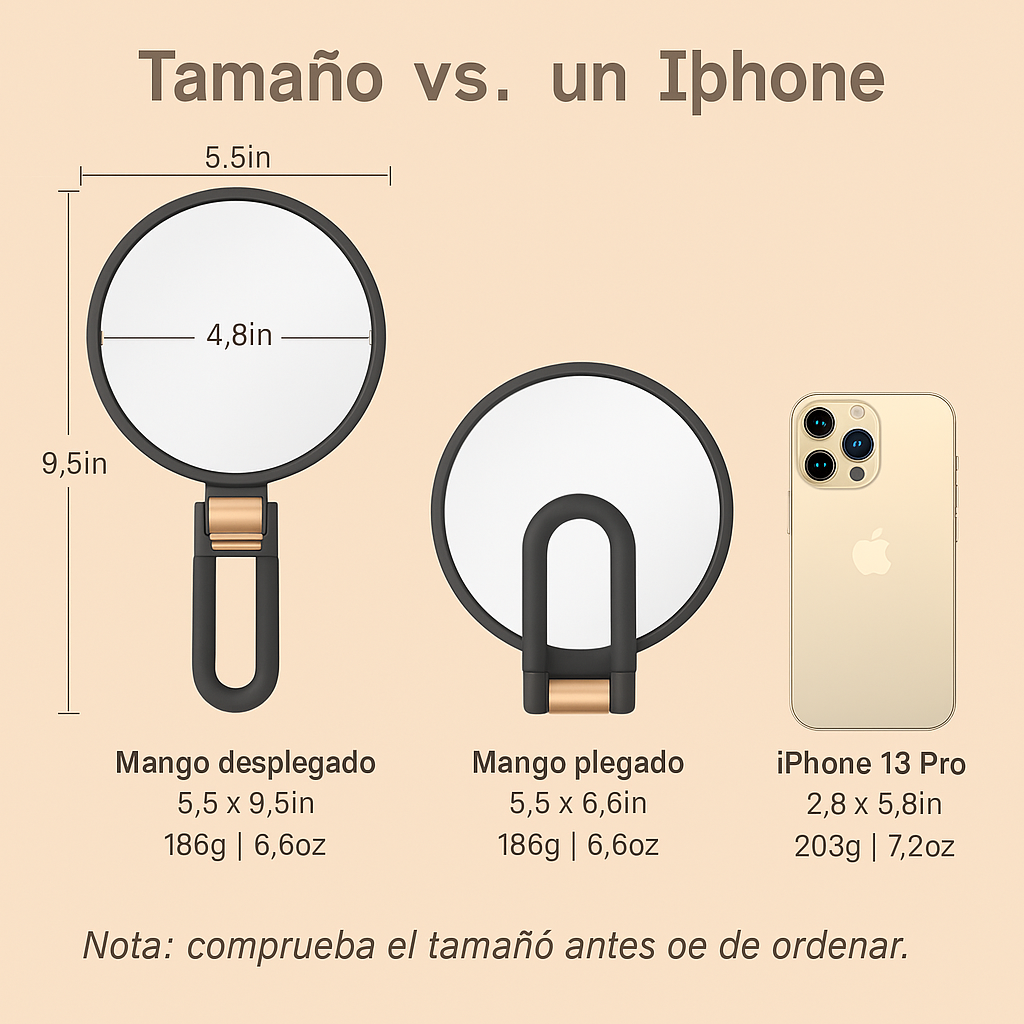 Espejo de aumento doble cara 30x para manos y viaje