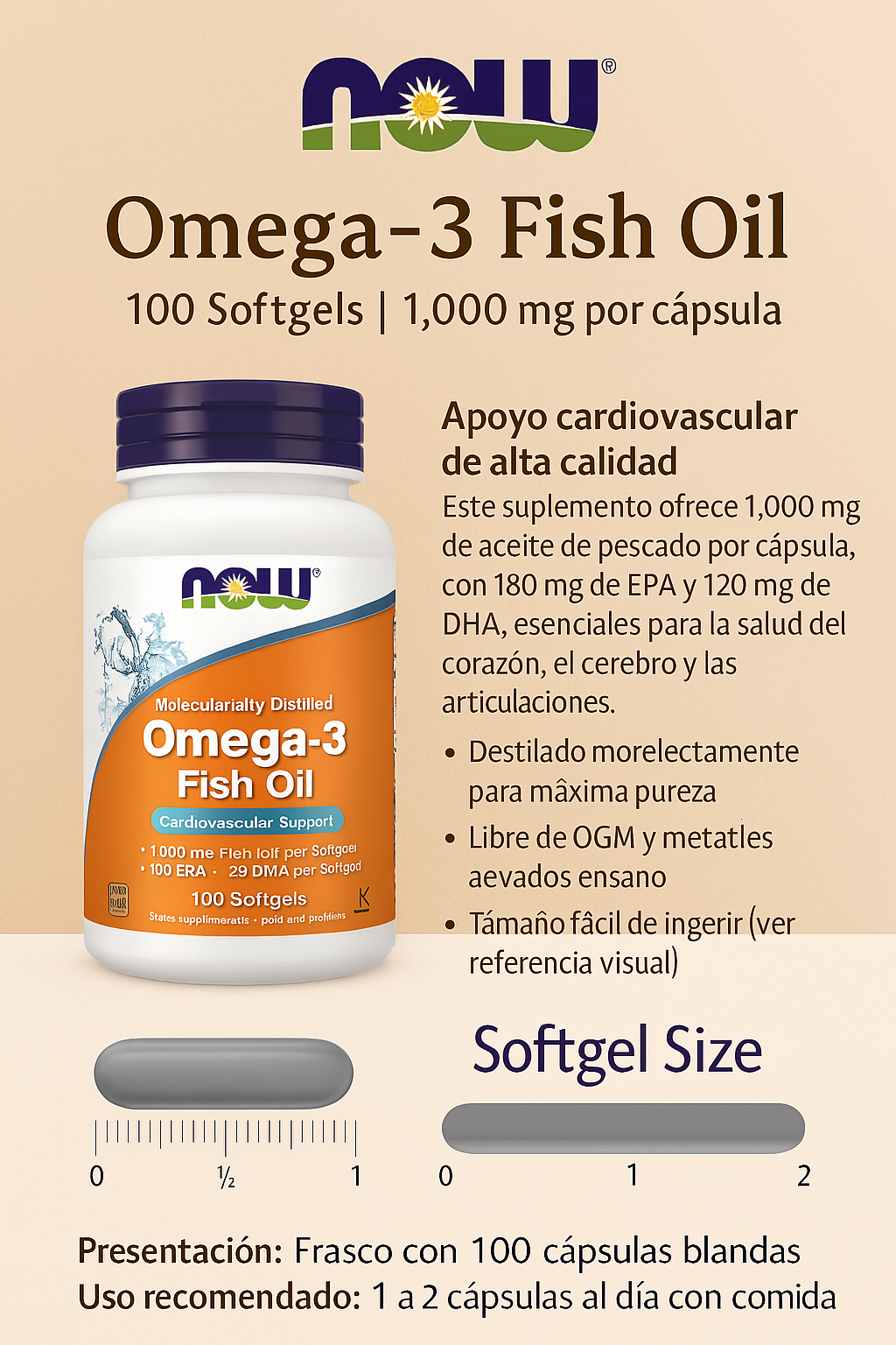 Omega-3 1000mg cápsulas Now Foods
