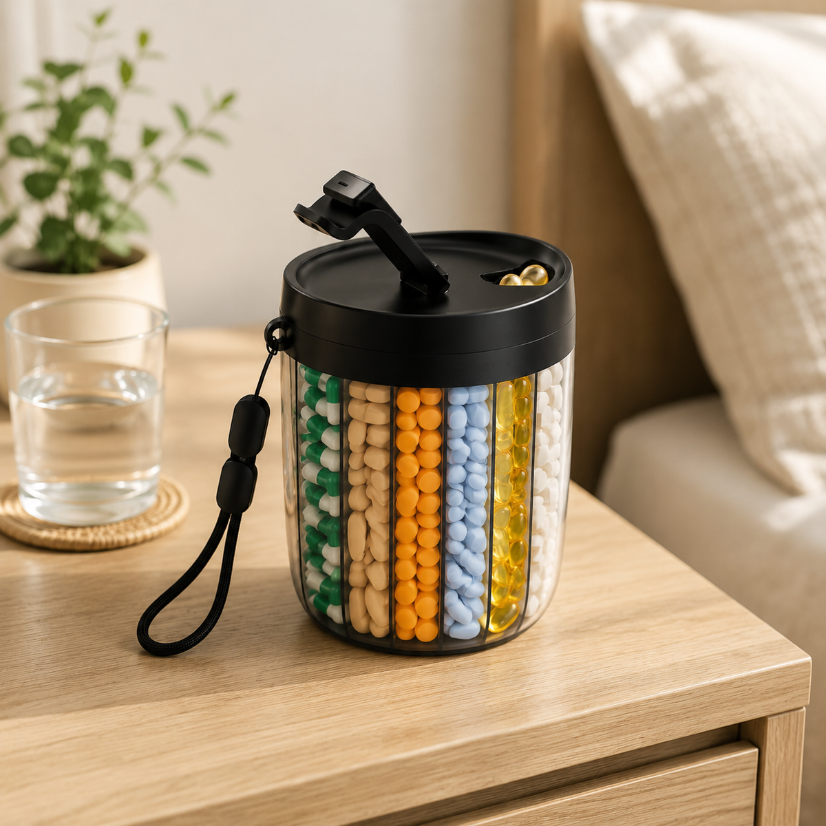 Organizador De Pastillas 6 Compartimentos Portátil BPA Free