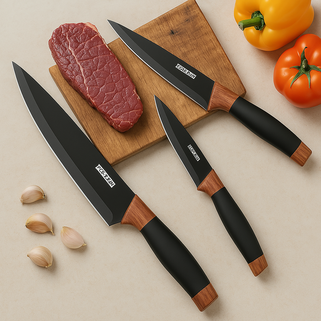 Juego de 5 cuchillos con revestimiento antiadherente