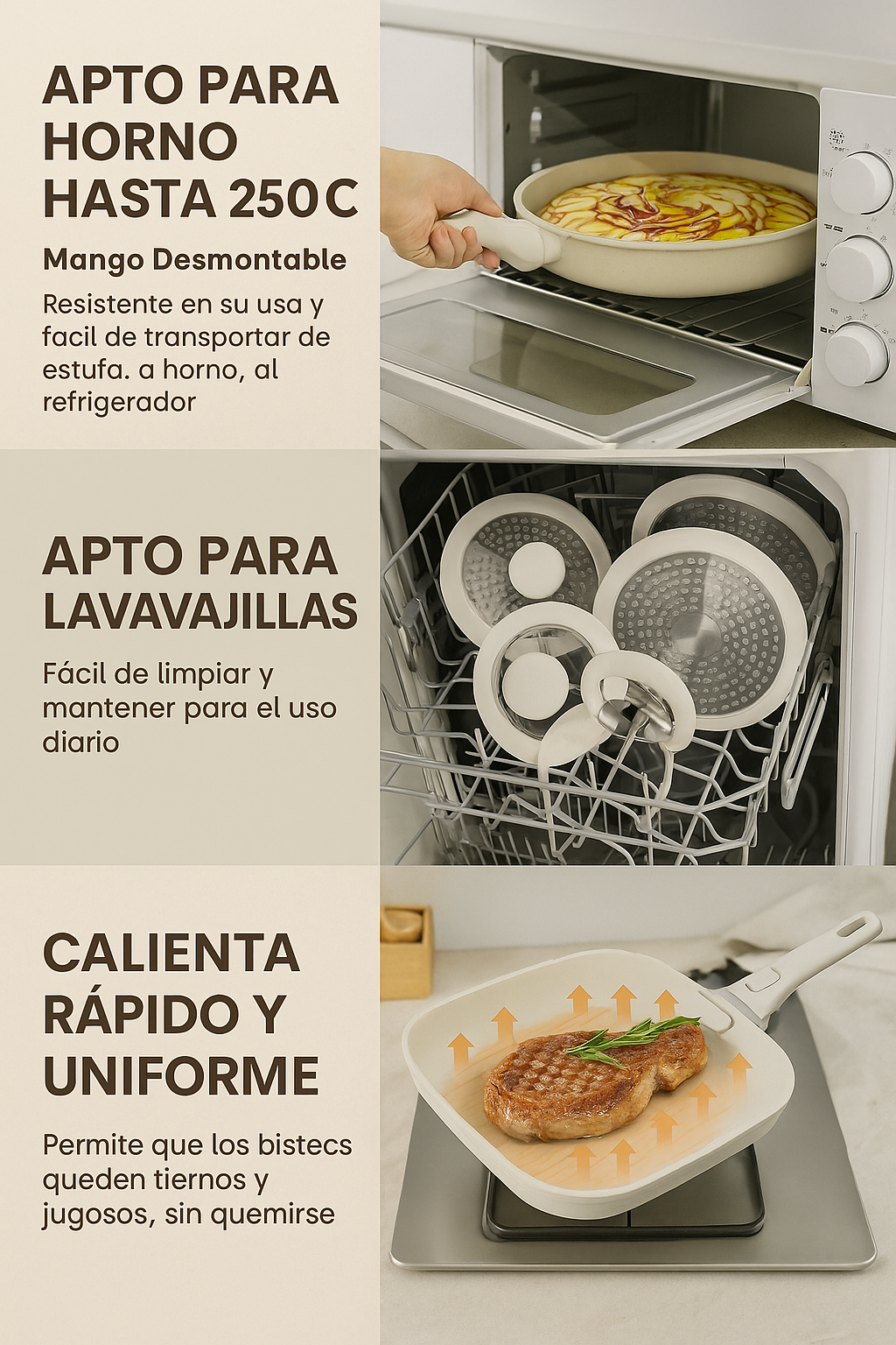 Juego de ollas y sartenes antiadherentes en cerámica KIKCOIN