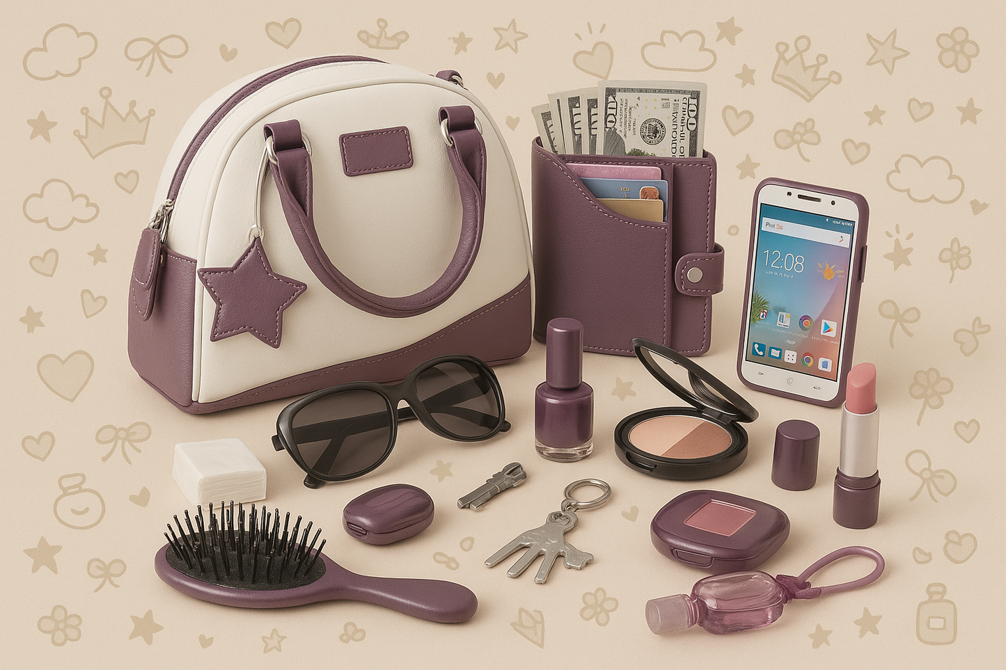 Bolso para niñas con accesorios de simulación