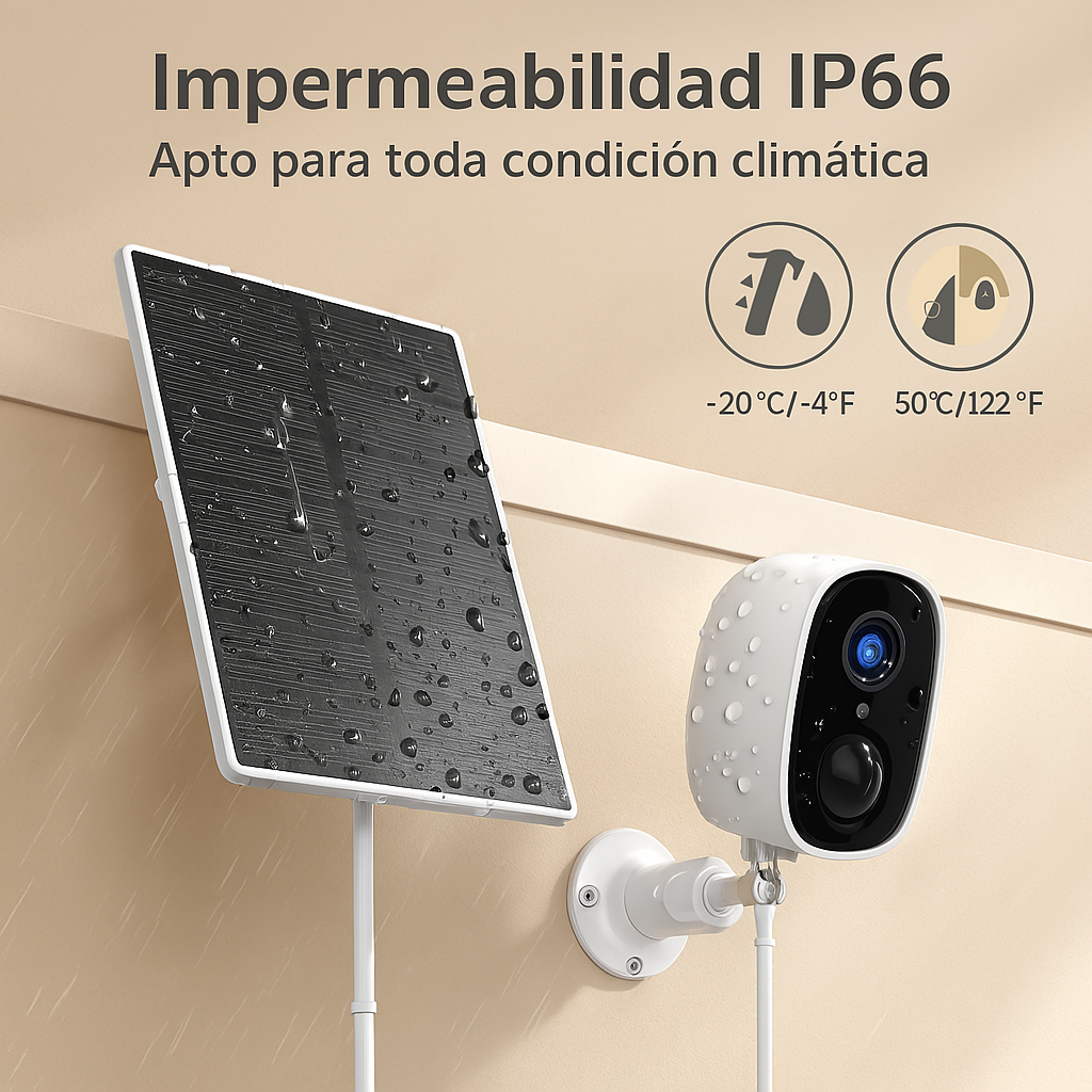 Cámara de vigilancia solar Wifi visión nocturna con audio