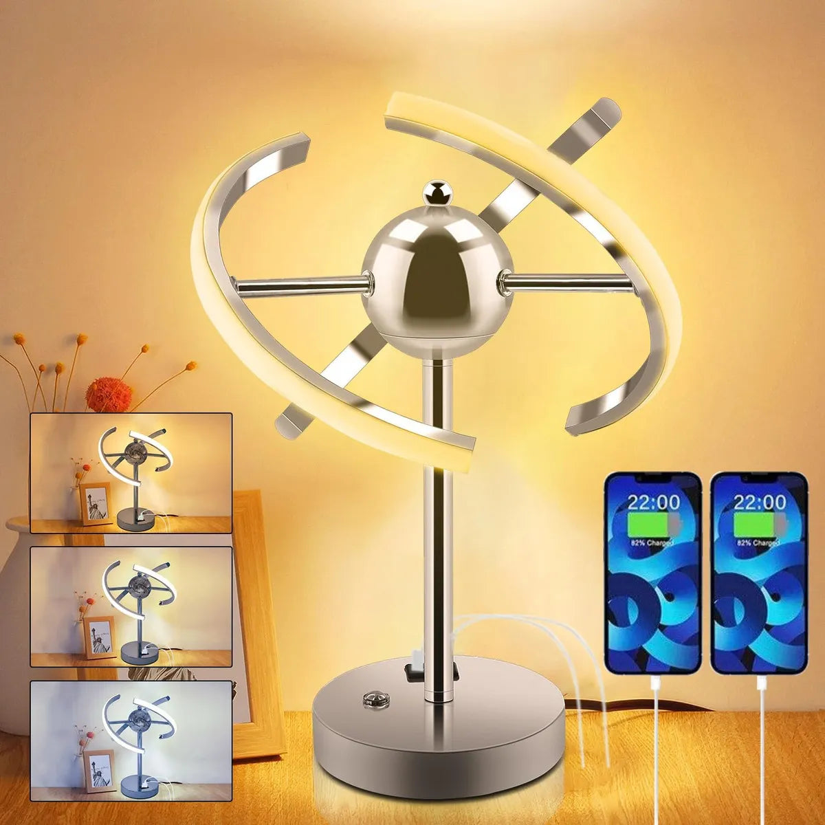 Lámpara de mesa de noche táctil 3 modos de luz