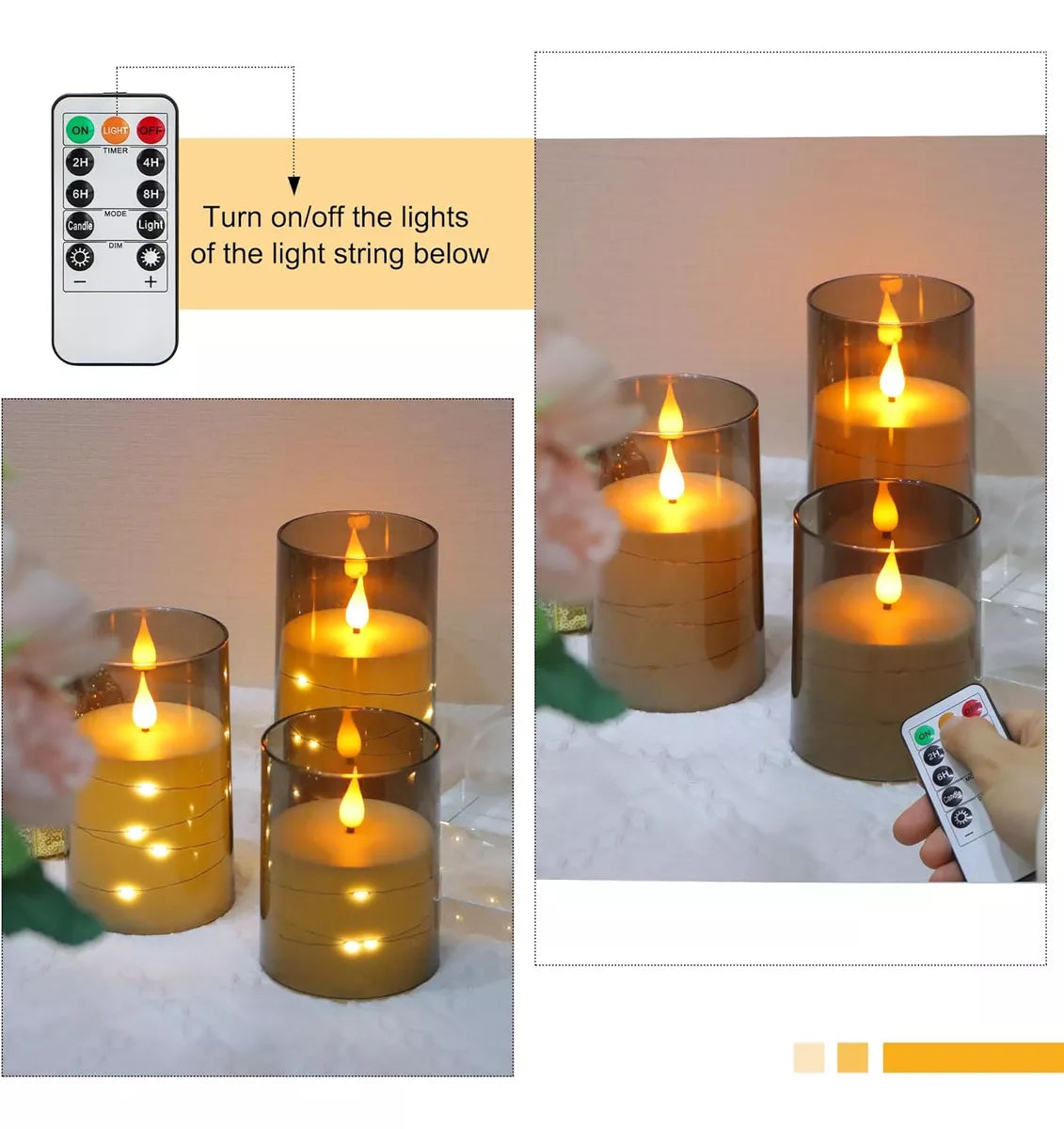 Velas Led realistas con control remoto