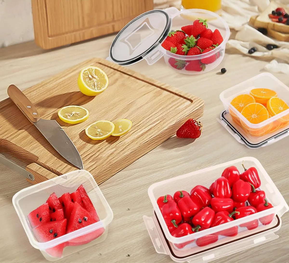 18 recipientes de almacenamiento herméticos con tapas