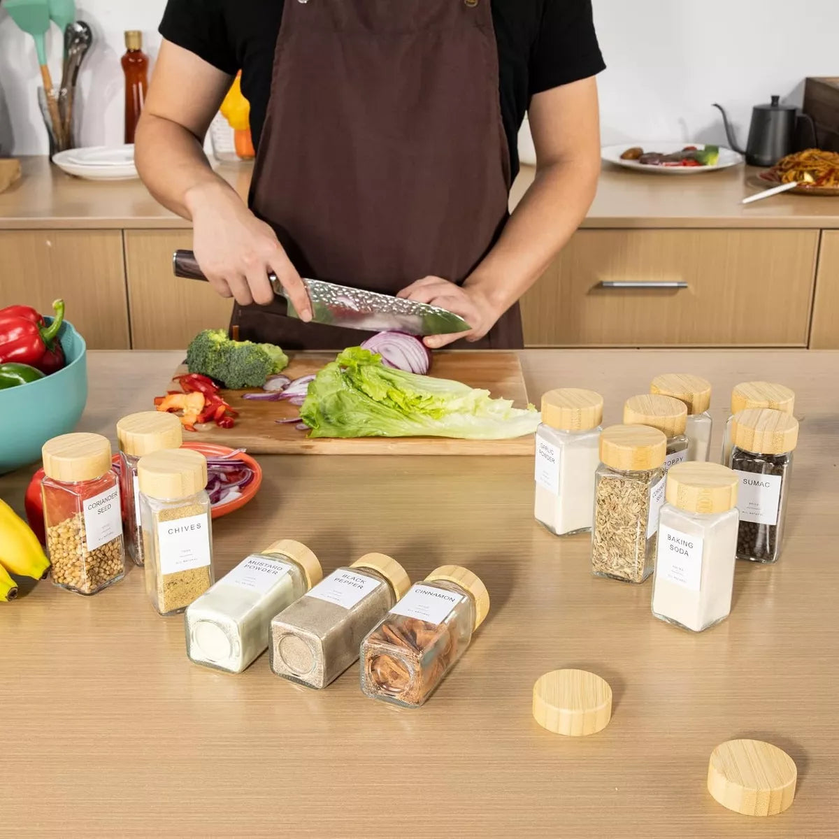 Tarros de condimentos de especies X24 en Vidrio