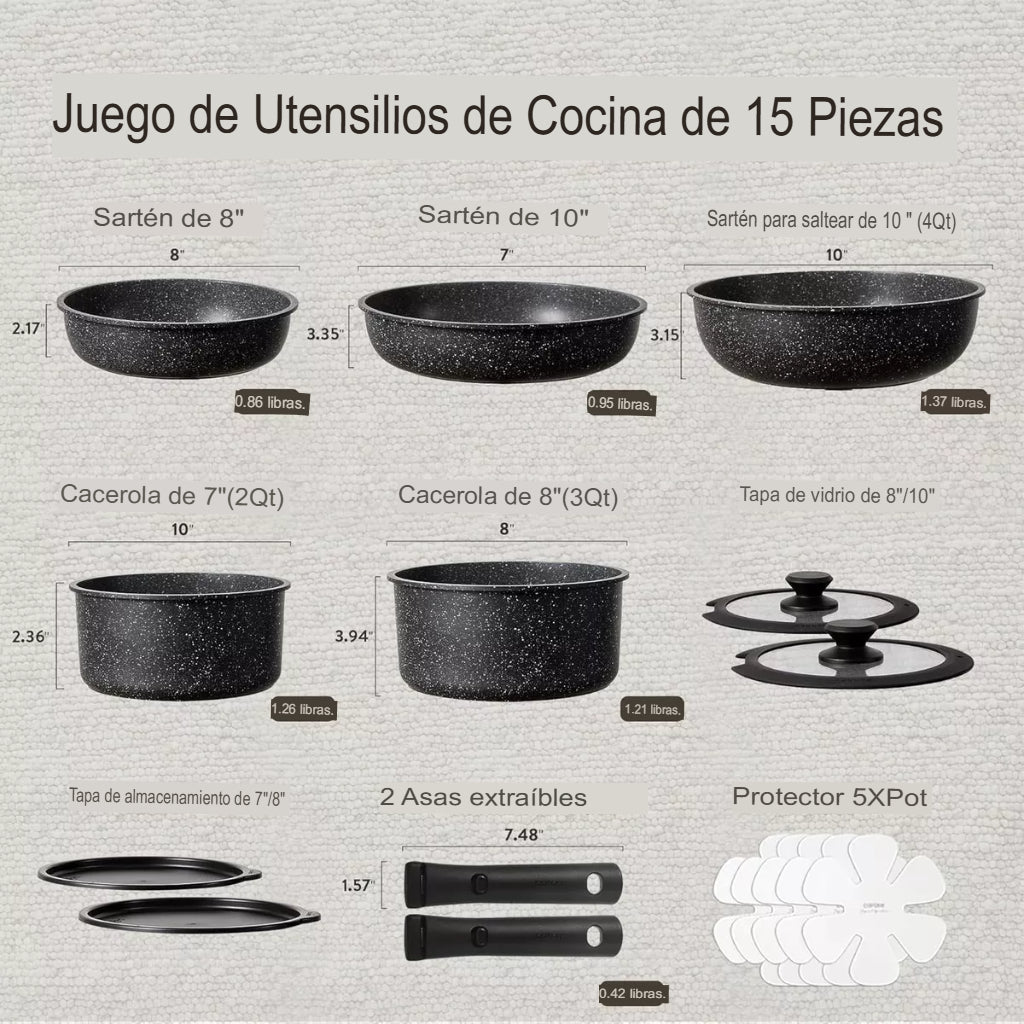 Juego de ollas Granito antiadherente