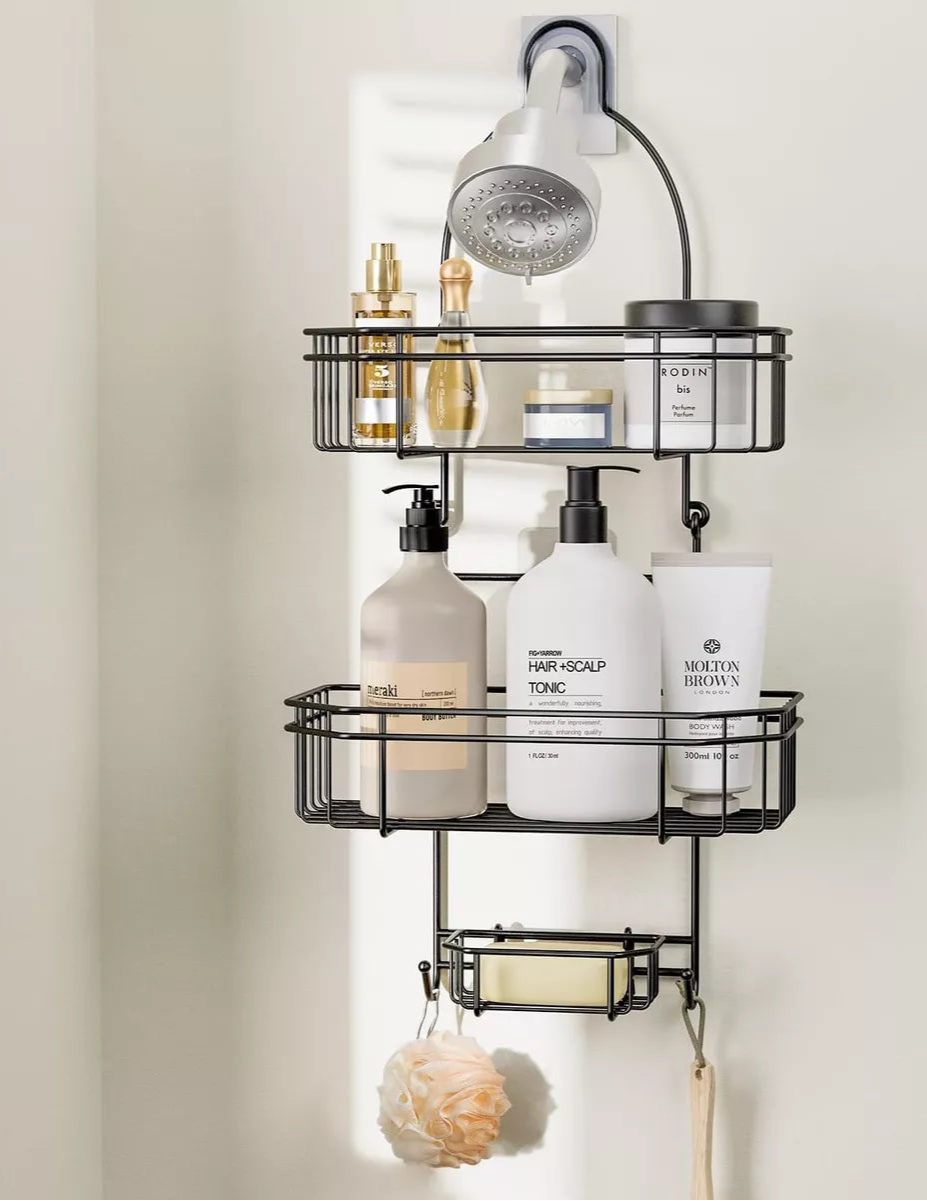 Organizador de ducha colgante sobre cabezal de ducha