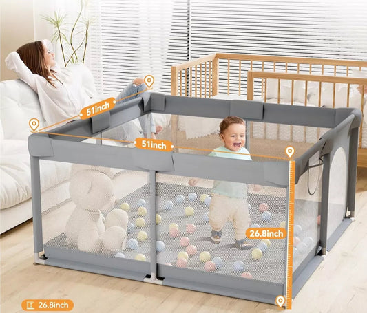 Corral para bebé con barandas acolchadas