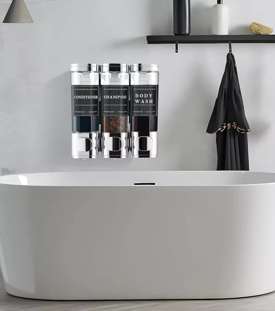 Dispensador de shampoo y acondicionador transparente