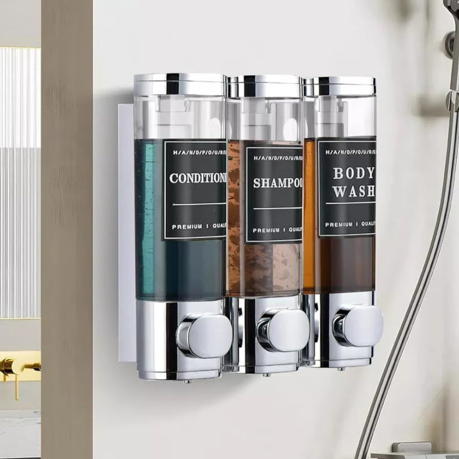 Dispensador de shampoo y acondicionador transparente