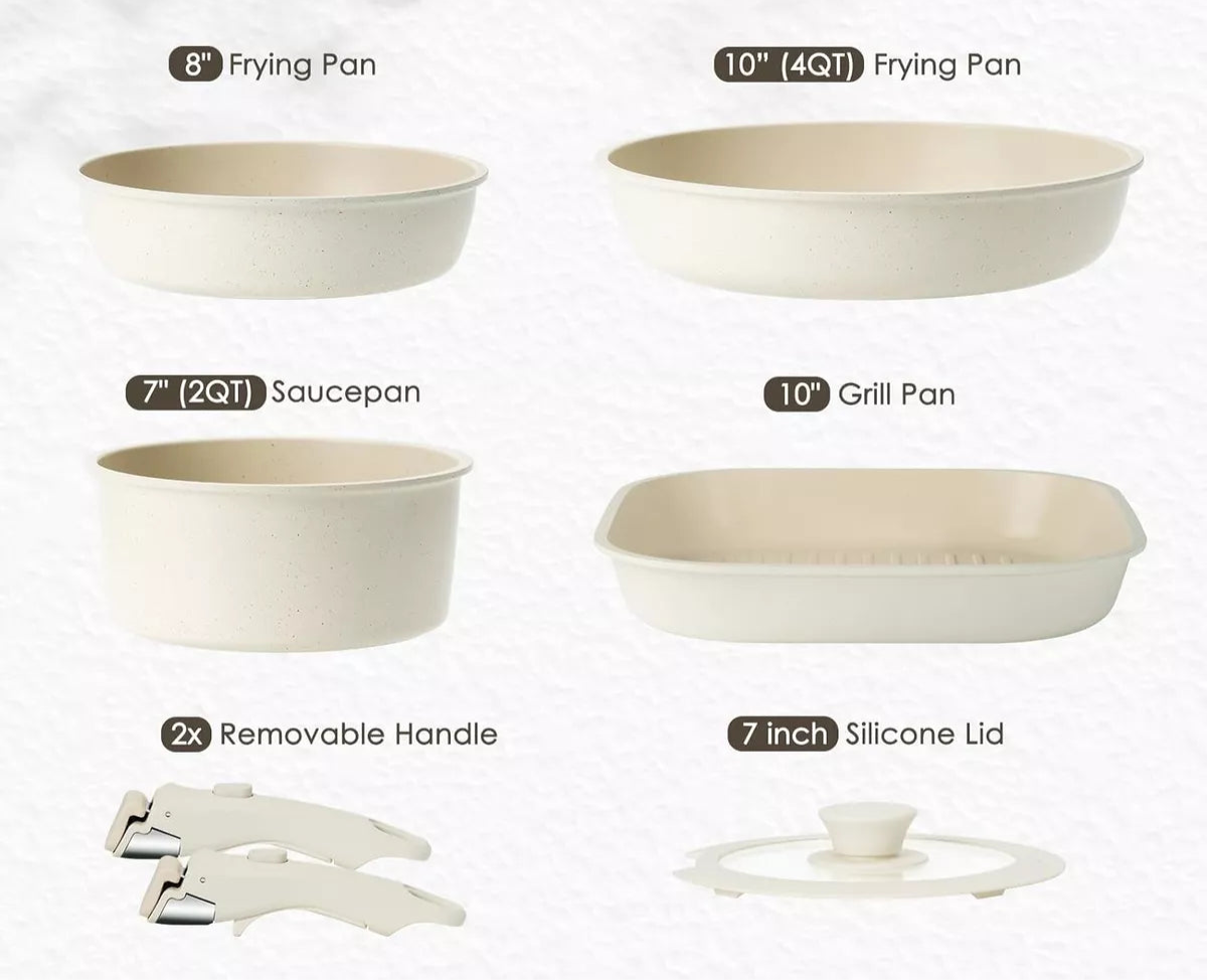 Juego de ollas y sartenes antiadherentes en cerámica KIKCOIN