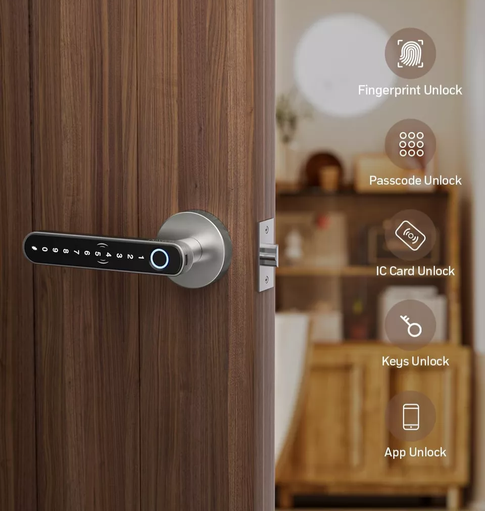 Cerradura Inteligente para puerta con lector de huella y codigo