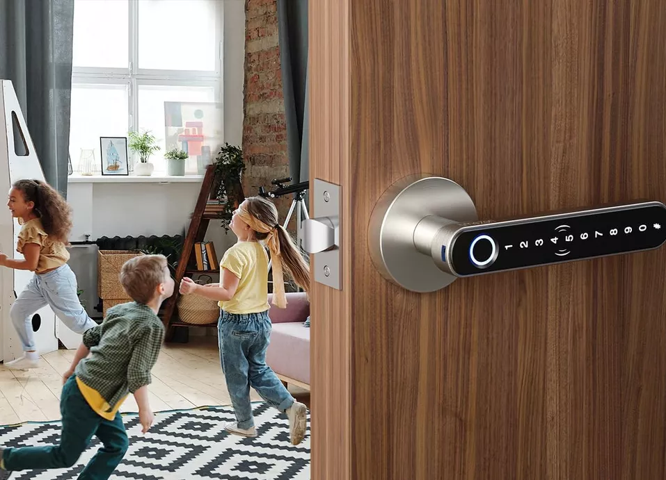 Cerradura Inteligente para puerta con lector de huella y codigo