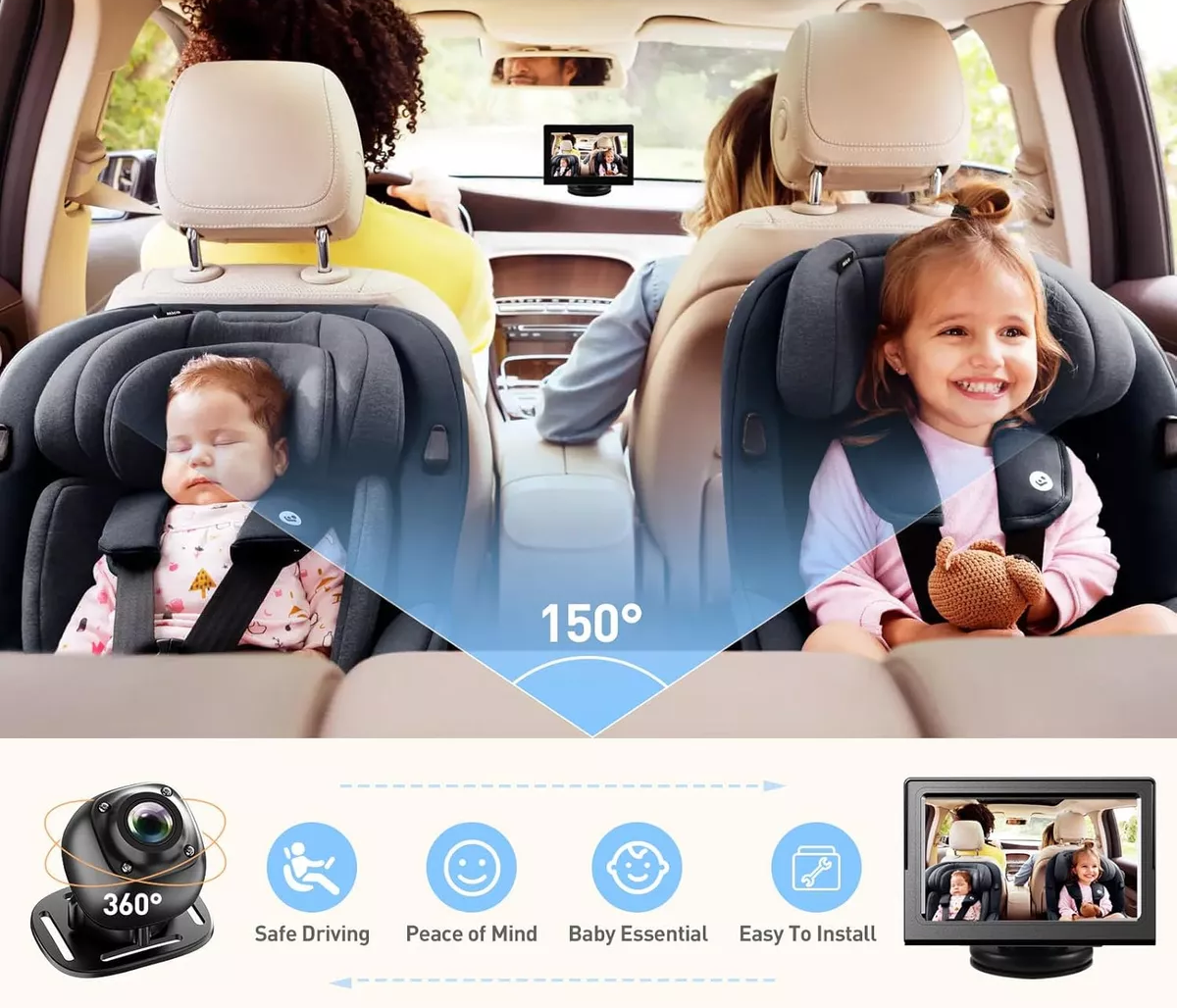 Monitor de bebé para carro con cámara de bebé