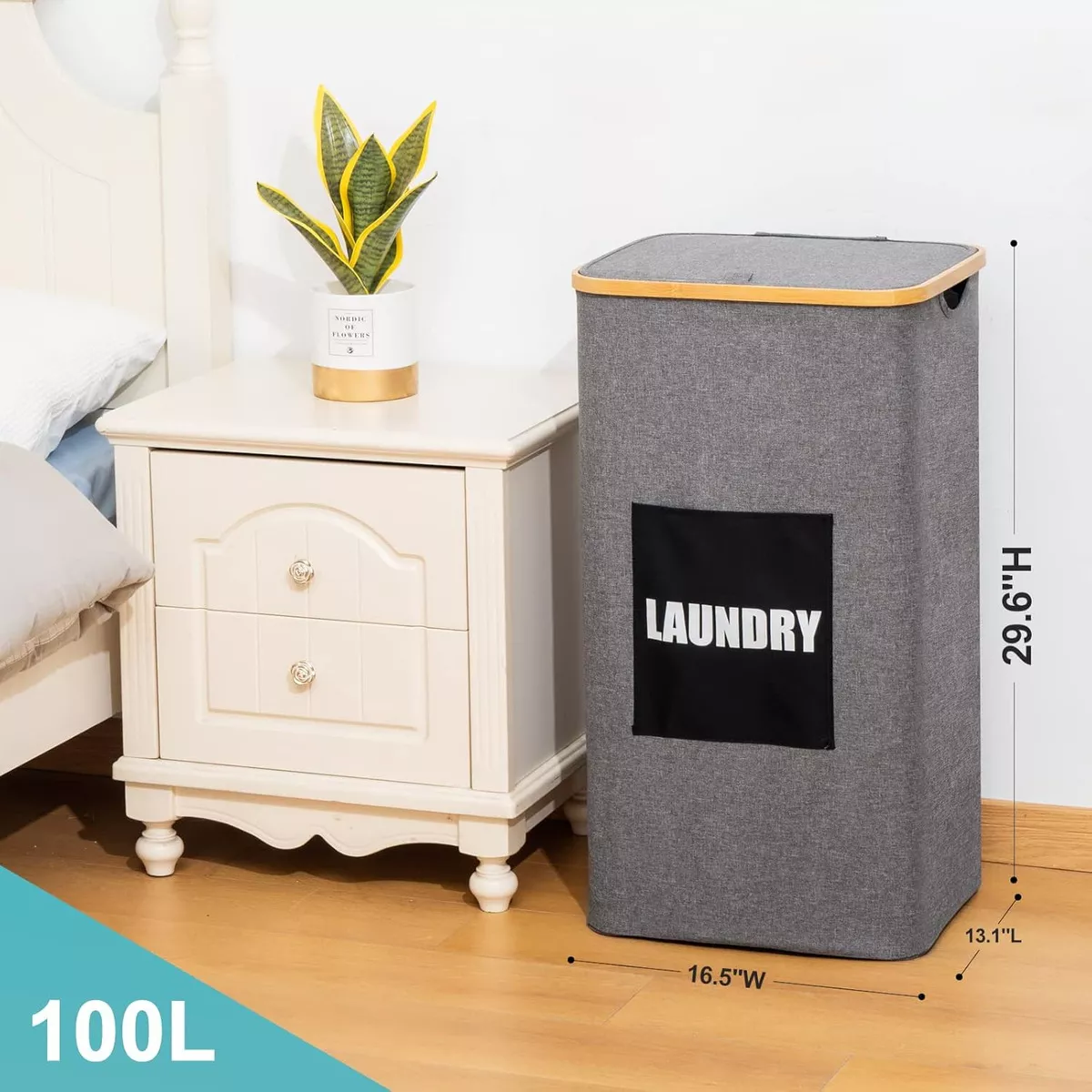 Cesta de lavandería con tapa, doble función